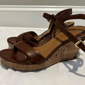 Franco Sarto Chocolate Brown Wedge Sandals, size 7.5